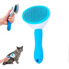 OEM - Peine Cepillo Quita Pelusa con Expulsador Mascotas Celeste