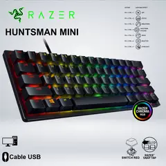 RAZER - TECLADO GAMER HUNTSMAN MINI OPTO MECHANICAL USB-C SWITCH PURPLE SP