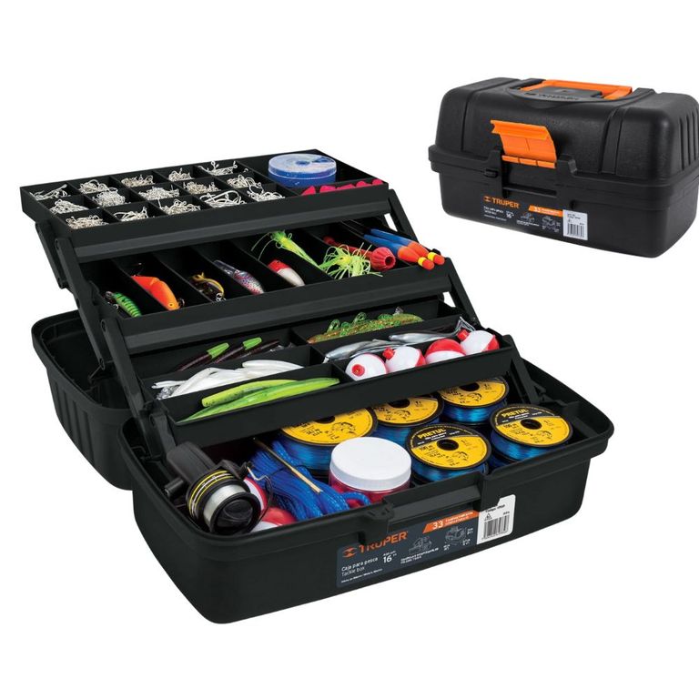 Caja para pesca 16" con 3 bandejas deslizables