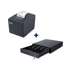 JPSYSTEMS - Combo Impresora ticketera 80mm usb + Gaveta de dinero 4 pisabilletes