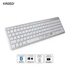 KREED - Teclado Inalámbrico Recargable Bluetooth BK348 - Blanco
