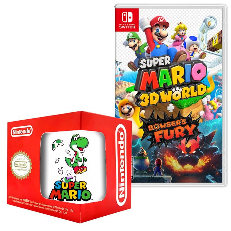 Super mario 3d world bowsers fury nintendo switch +taza