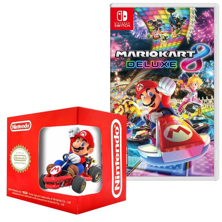 Mario kart 8 deluxe switch + taza