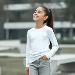 LE PETIT COMPANY - Polo Niña Básico 100 Algodón Blanco Ivory - bordado