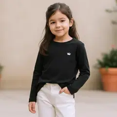 LE PETIT COMPANY - Polo Niña Bordado Negro 100% Algodón -