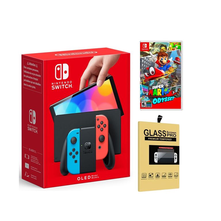 Consola Switch Oled Neón Mario Odyssey Mica