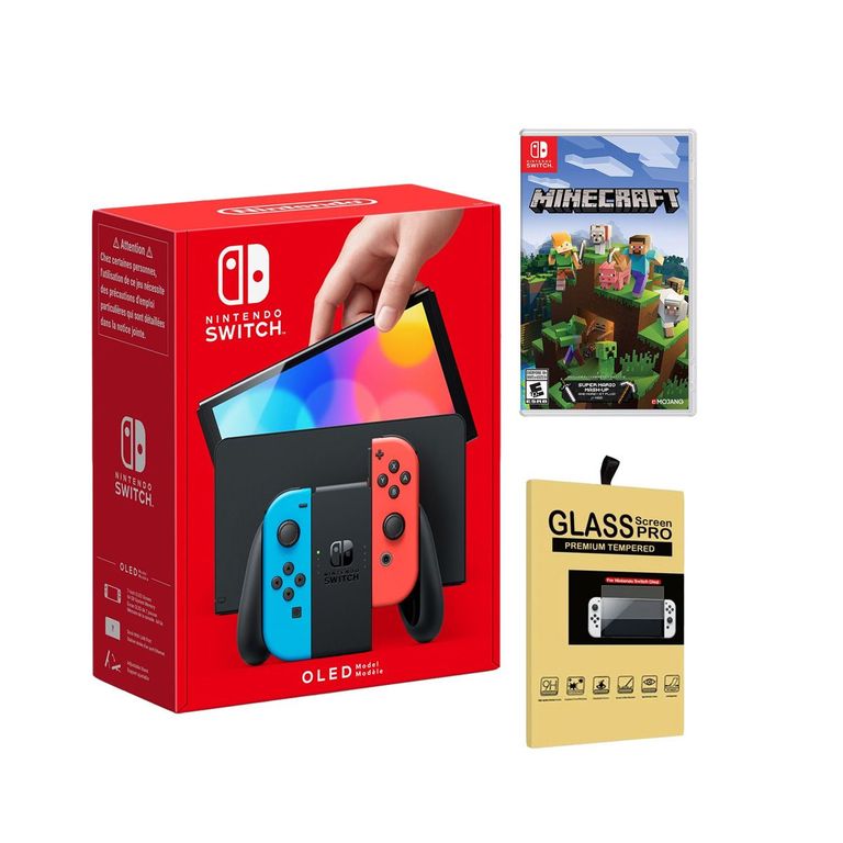 Consola Switch Oled Neon Minecraft Mica