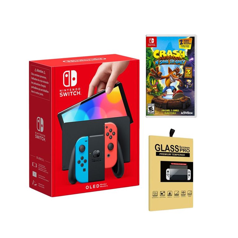 Consola Switch Oled Neón Crash Bandicoot Trilogy Mica