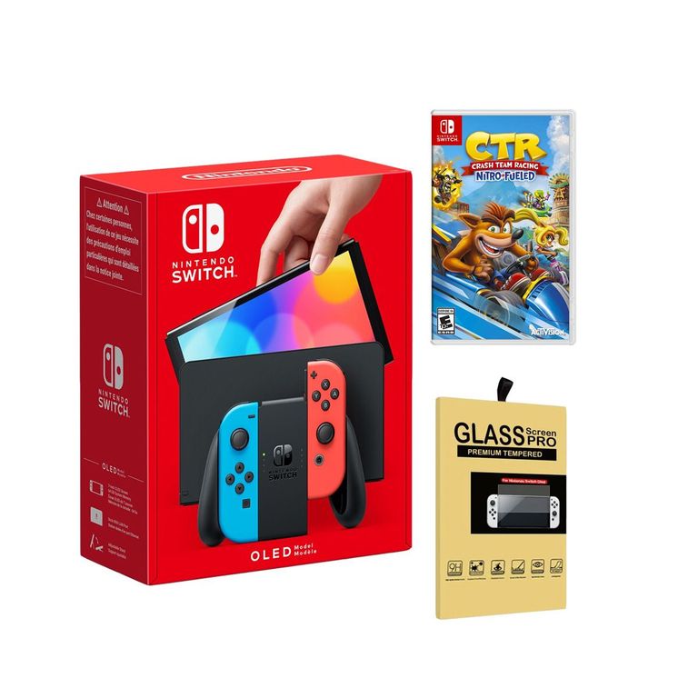 Consola Switch Oled Neón Crash Team Racing Mica