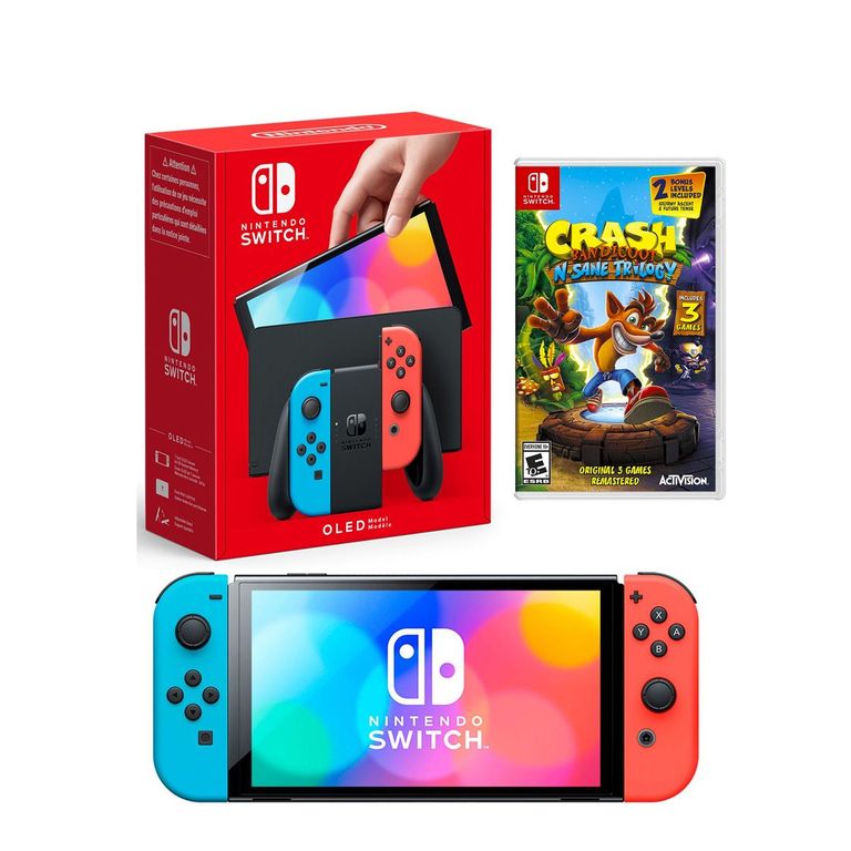 Consola Switch Oled Neón Crash Bandicoot Trilogy