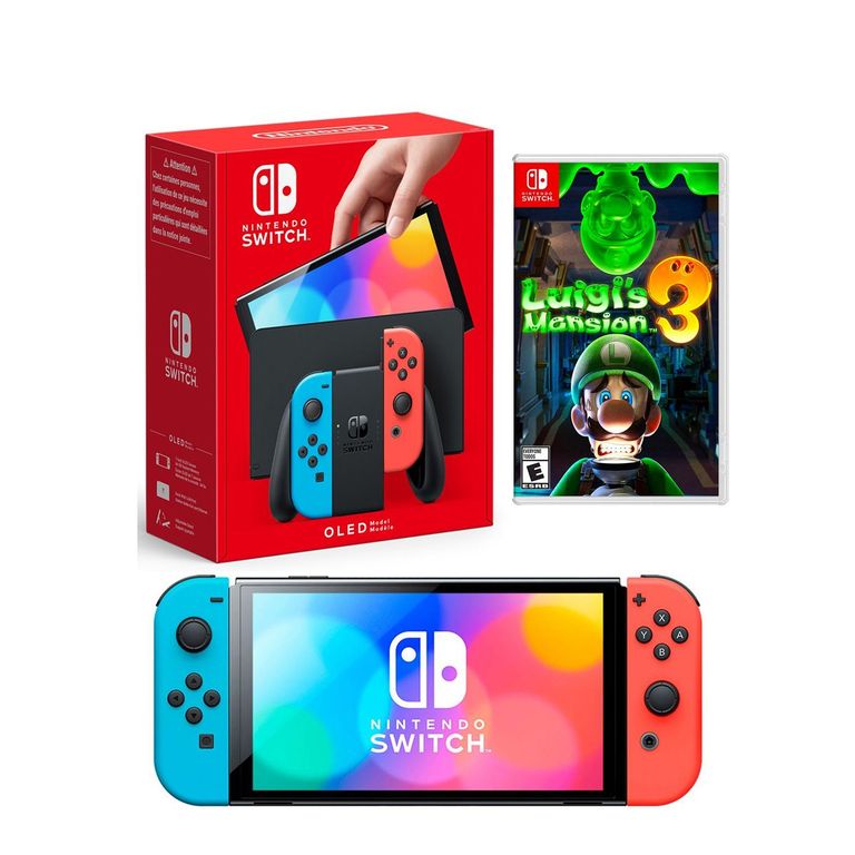 Consola Switch Oled Neón + Luigis Mansion 3