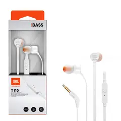 JBL - Audífono In Ear Con Micrófono Flat Cable T110 Blanco