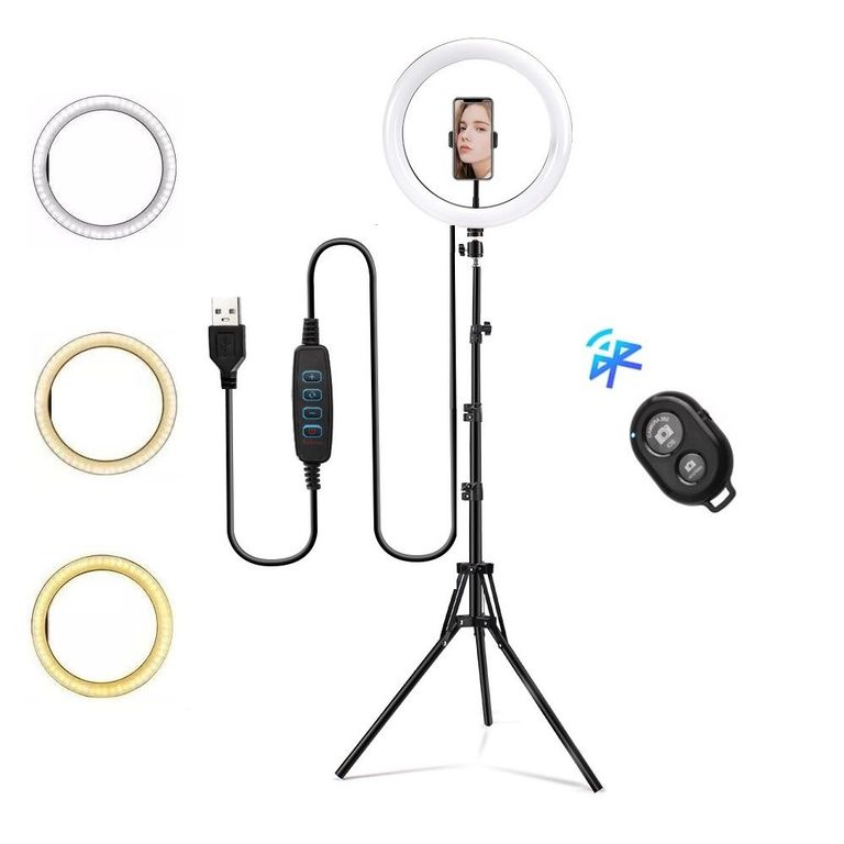 Aro De Luz Led 30cm + Trípode 2 Metros + Disparador Bluetooth.
