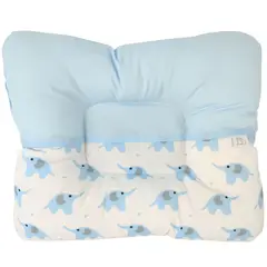 BABY MERINOS - Almohada Bebe anti-cabeza plana - Elefantes - Celeste