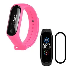 GENERICO - Correa de Silicona + Mica Vidrio 9H Para Xiaomi Mi Band 6 - Fucsia