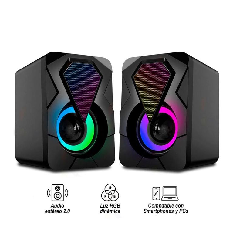 Mini Parlante RGB USB Para PC Computadora Laptop Multimedia Teléfono