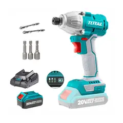 TOTAL TOOLS - COMBO 20V TOTAL ATORNILLADOR DE IMPACTO 170NM BRUSHLESS ¼' + BAT 4 AH