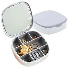 MINARI - Joyero Organizador de Joyas con Espejo Portátil Blanco 485J