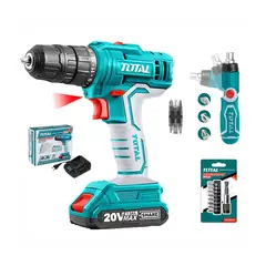 TOTAL TOOLS - TALADRO ATORNILLADOR 20V + DESARMADOR RATCHET 3 EN 1
