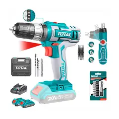 TOTAL TOOLS - COMBO 20V TOTAL TALADRO PERCUTOR 10MM DESARMADOR MANUAL SET PUNTAS