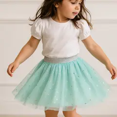 LE PETIT COMPANY - Falda Tutú Niña Tul Estrellas Aqua