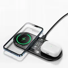 BASEUS - Base Cargador Inalámbrico Carga Rápida 20W 2 en 1