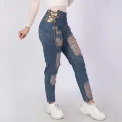 GENERICO - Pantalón Jeans Cadena Mujer Denim