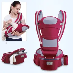 GENERICO - CANGURO BEBE ERGONÓMICO 15 POSICIONES CON PAÑALERA ROJO