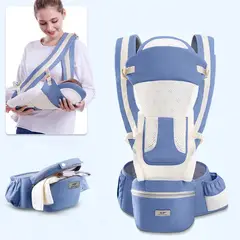 GENERICO - CANGURO BEBE ERGONÓMICO 15 POSICIONES CON PAÑALERA CELESTE BLANCO