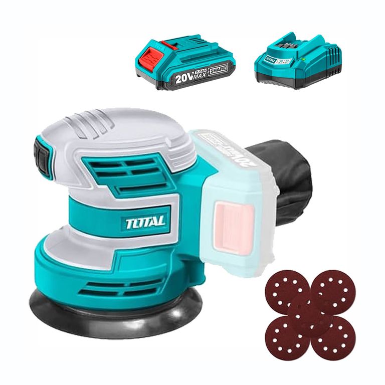 LIJADORA ROTO ORBITAL 20V BATERÍA Y CARGADOR TOTAL