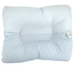 BABY MERINOS - Almohada Bebe anti-cabeza plana - Puntos blancos - Celeste