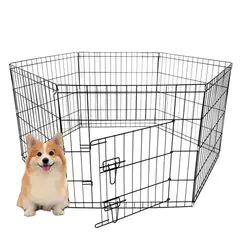 QUE PATAS PET SHOP - Corral Jaula De Metal Plegable Para Mascotas M 6 Paneles