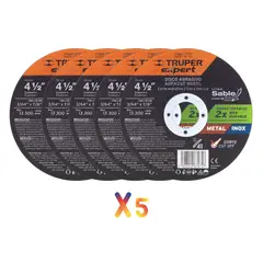 TRUPER - Disco de corte 4-1/2" x 1 mm corte fino Pack 5 unidades, Expert