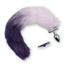 GENERICO - Plug Anal de Metal Exitager + Cola De Zorro y Orejera - Morado