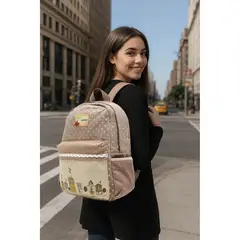 MUNAIQUI - Mochila modelo Nostalgia color topo de lona algodonada