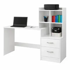 GENERICO - Escritorio con Estante Ensueño de Melamina Compacto V5 Blanco