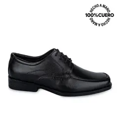 RABBIT - Zapato Escolar Derby LUIS-009-T Cuero Hombre Negro