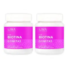 LIMA NATURALS - Gomitas con Biotina Sabor Fresa 60 unidades Pack x 2