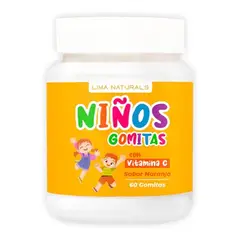 LIMA NATURALS - Gomitas para Niños con Vitamina C Sabor Naranja 60 unidades.