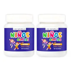 LIMA NATURALS - Gomitas para Niños con Hierro Sabor Fresa 60 unidades Pack x 2