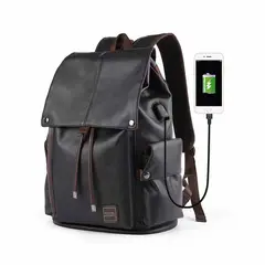 NEO DIGITAL - Mochila impermeable vintage Laptop unisex carga USB cuero BPL01