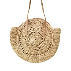 GENERICO - CARTERA REDONDA TRENZADA - MANDALA BEIGE