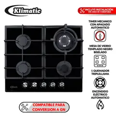 KLIMATIC - Cocina empotrable a gas 4 hornillas AOSTA 60
