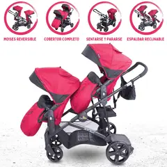 EBABY - Coche Cuna Mellicero para Bebés »DUO PRANT» Red
