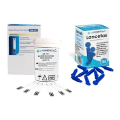 LABMEDICAL - 50 TIRAS BS101 + 50 LANCETAS PARA GLUCOMETRO BG102 / BG202