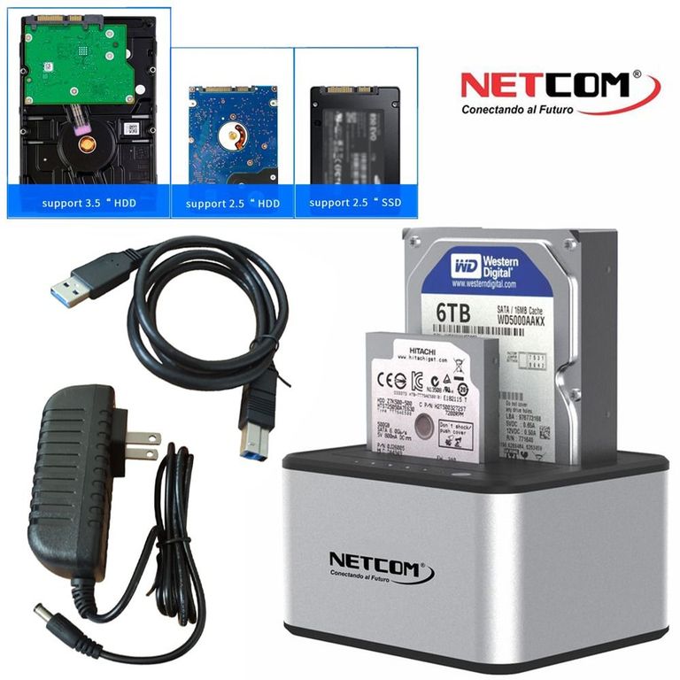 Hdd Docking Station doble 2.5 3.5 Sata II III Usb 3.0