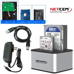 NETCOM - Hdd Docking Station doble 2.5 3.5 Sata II III Usb 3.0