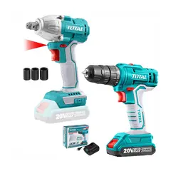 TOTAL TOOLS - COMBO 20V LLAVE DE IMPACTO ½ BRUSHLESS TALADRO TORNILLADOR 20V