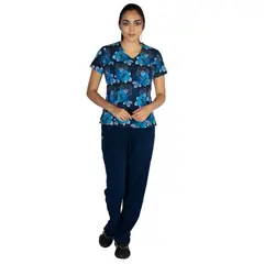 TWELVE - - conjunto Venecia diseño flores azules - azul navy