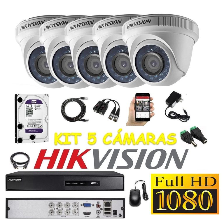 Kit 5 Cámaras Seguridad Domo FULLHD 1tb